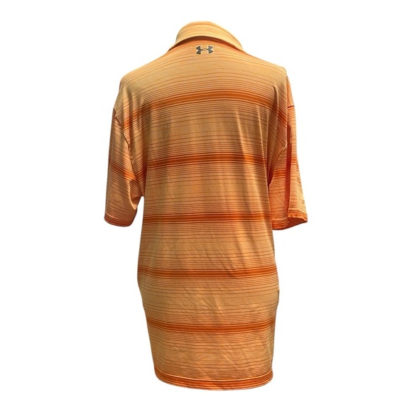 Under Armour Playoff Polo Shirt Mens Stretch Performance Orange Striped Sz Lg - Picture 3 of 6